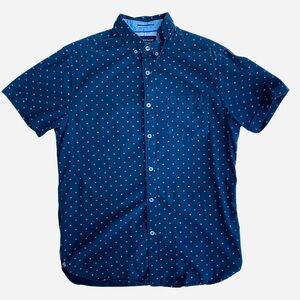 Denim & Flower Men's Navy Short-Sleeve Button-Down with Micro pattern